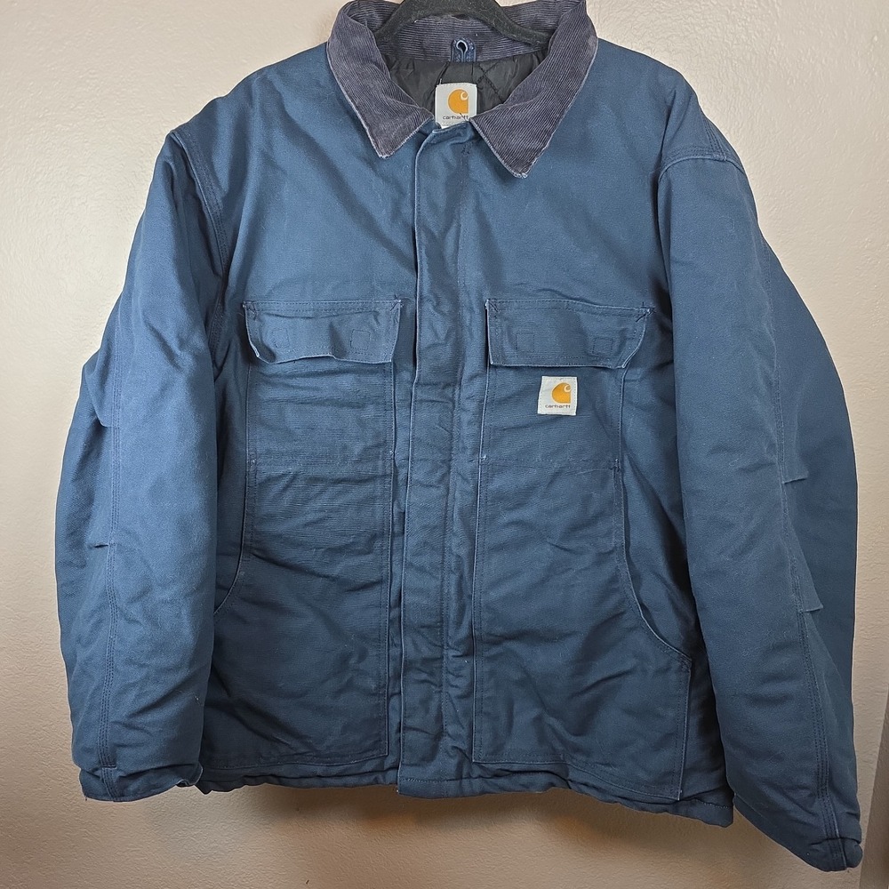 Vtg 46 Carhartt Jacket C03 Navy Blue Quilted‎ USA Union Made Artic Traditional